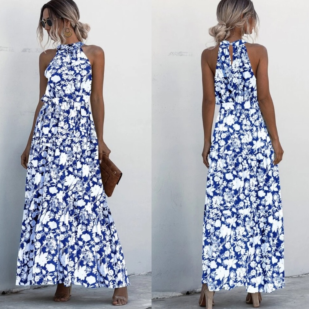Boho gypsy dot halter maxi dress - Picture 2 of 4